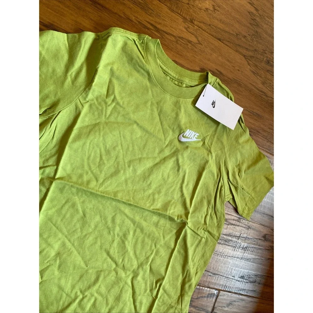 Nike Kids Sportswear T-Shirt Lime Green White Logo AR4078-392‎ Kids X-Small